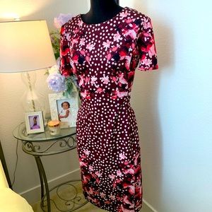 PolkaDot and Floral MIDI Sheath Dress